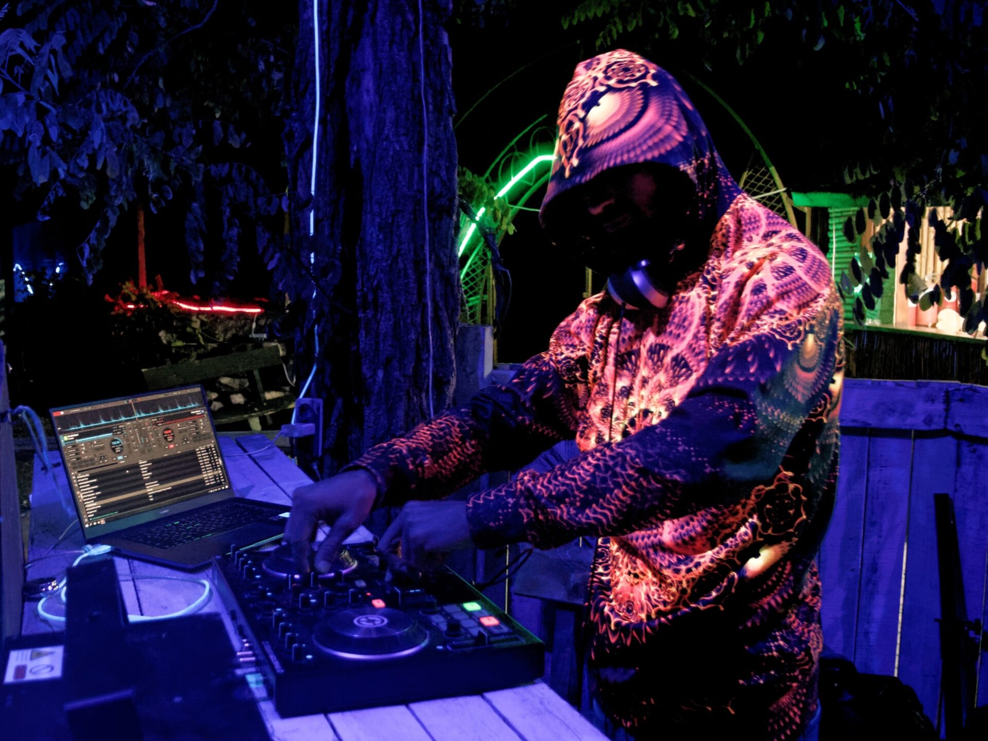 Psychedelic Festival Clothes Agni, UV Rave Outfit, Full Print Hoodie - Image 4