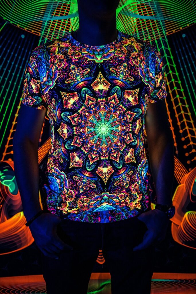 Goa Trance Rave Outfit Master of Portals, UV Psychedelic Festival T-Shirt