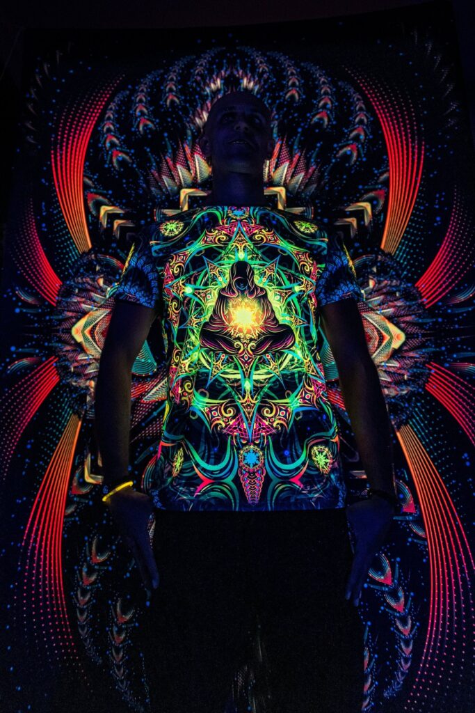 Psychedelic Festival Clothes Reincarnation 2.0, UV Rave Outfit, Full Print T-Shirt