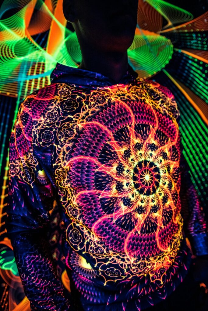 Psychedelic Festival Clothes Agni, UV Rave Outfit, Full Print Hoodie