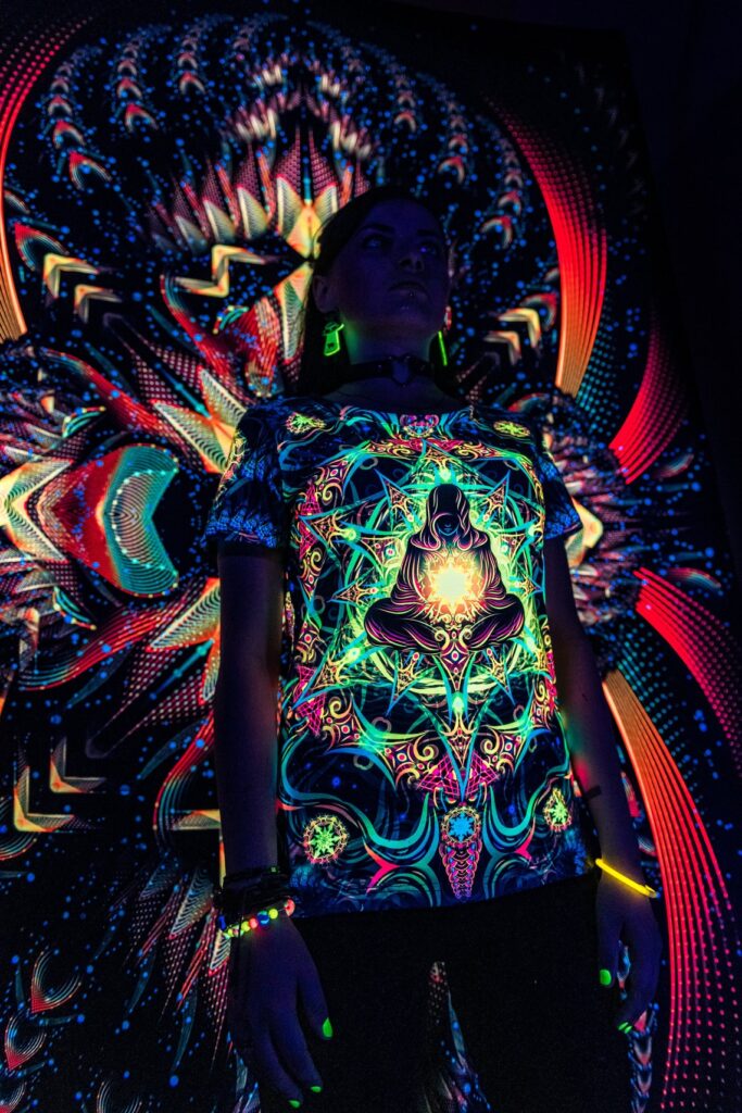 Psychedelic Festival Clothes Reincarnation 2.0, UV Rave Outfit, Full Print T-Shirt