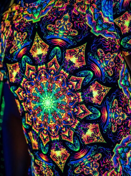Goa Trance Rave Outfit Master of Portals, UV Psychedelic Festival T-Shirt - Image 3