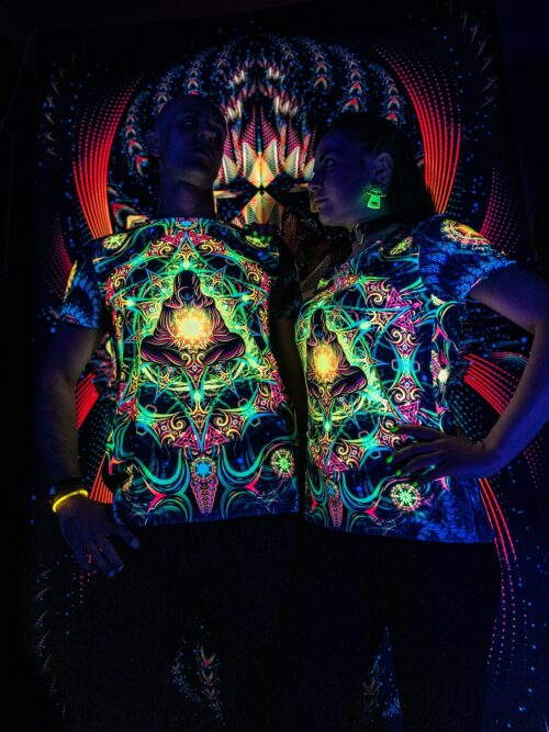 Psychedelic Festival Clothes Reincarnation 2.0, UV Rave Outfit, Full Print T-Shirt - Image 3