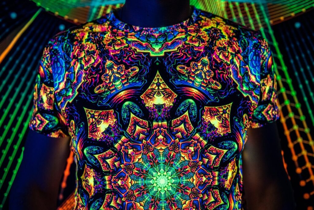 Goa Trance Rave Outfit Master of Portals, UV Psychedelic Festival T-Shirt