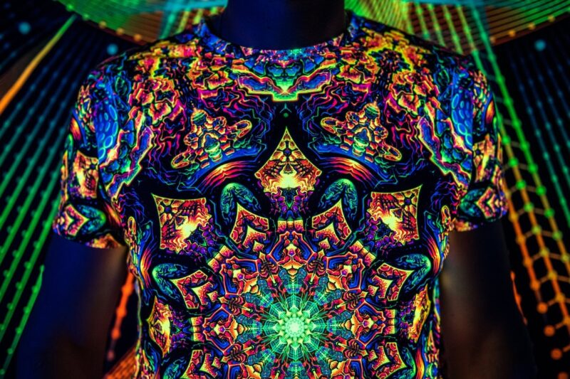 Goa Trance Rave Outfit Master of Portals, UV Psychedelic Festival T-Shirt - Image 4
