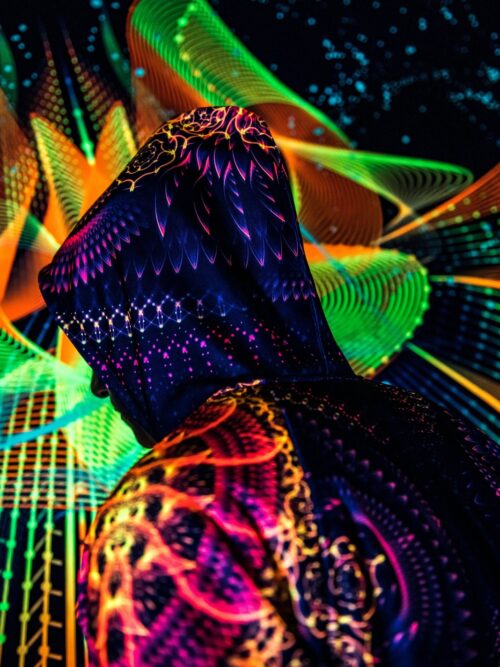 Psychedelic Festival Clothes Agni, UV Rave Outfit, Full Print Hoodie - Image 5