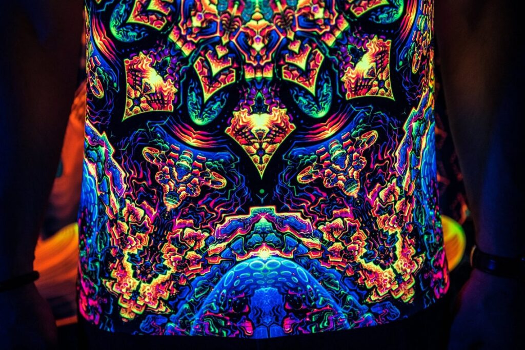 Goa Trance Rave Outfit Master of Portals, UV Psychedelic Festival T-Shirt