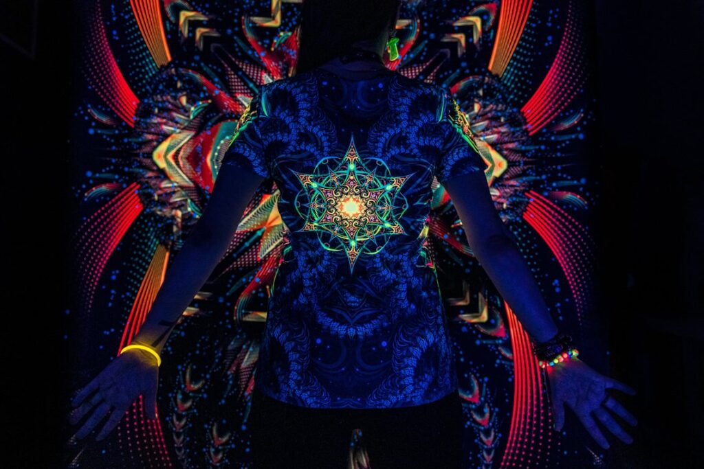 Psychedelic Festival Clothes Reincarnation 2.0, UV Rave Outfit, Full Print T-Shirt