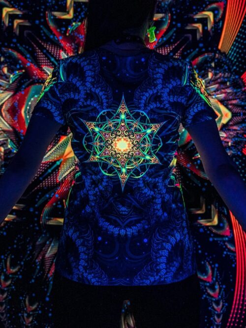 Psychedelic Festival Clothes Reincarnation 2.0, UV Rave Outfit, Full Print T-Shirt - Image 7