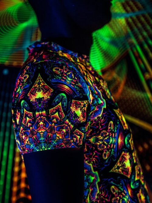 Goa Trance Rave Outfit Master of Portals, UV Psychedelic Festival T-Shirt - Image 6