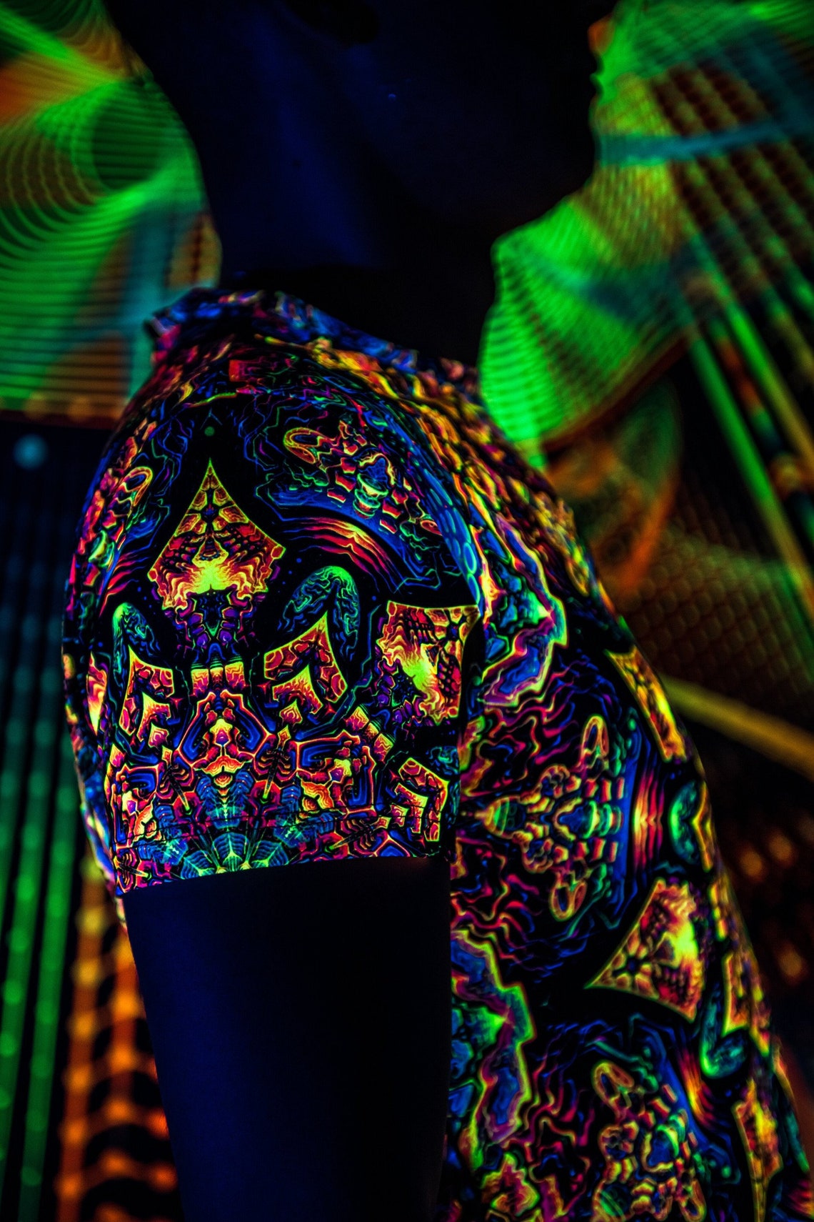 Goa Trance Rave Outfit Master of Portals, UV Psychedelic Festival T-Shirt - Image 6