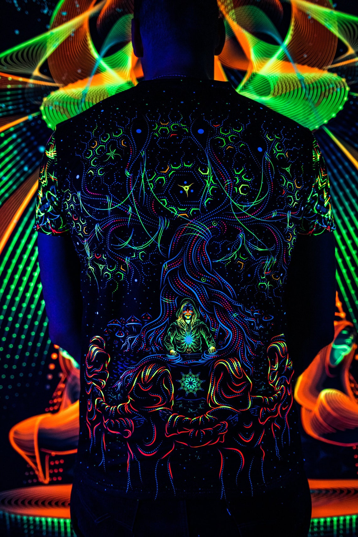 UV Festival Outfit Master of Portals, Psychedelic Rave Clothing, Full Print T-Shirt - Image 7
