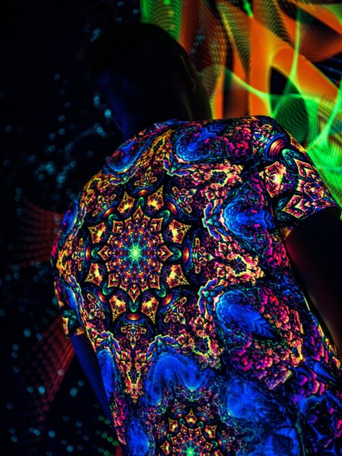 Goa Trance Rave Outfit Master of Portals, UV Psychedelic Festival T-Shirt - Image 7