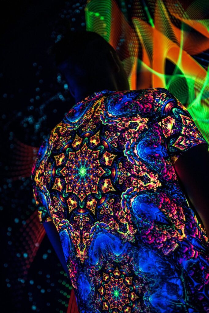 Goa Trance Rave Outfit Master of Portals, UV Psychedelic Festival T-Shirt