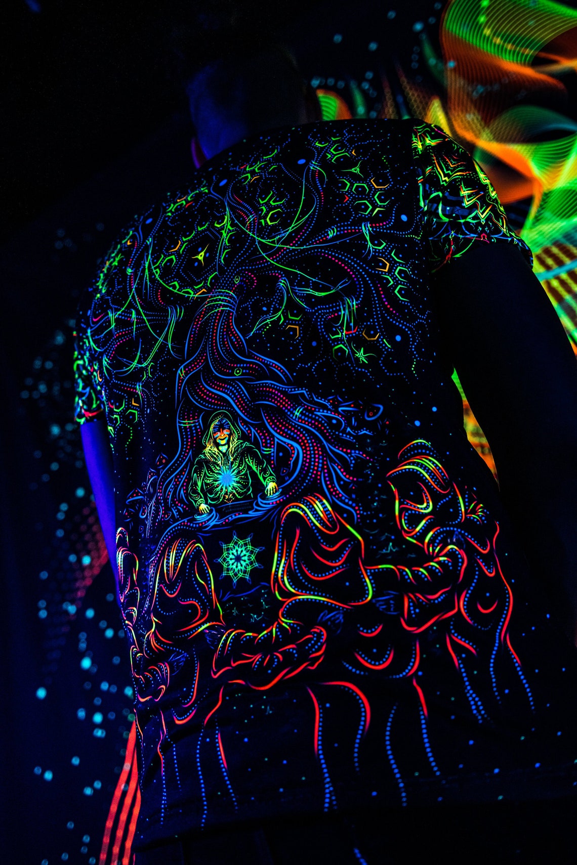 UV Festival Outfit Master of Portals, Psychedelic Rave Clothing, Full Print T-Shirt - Image 8