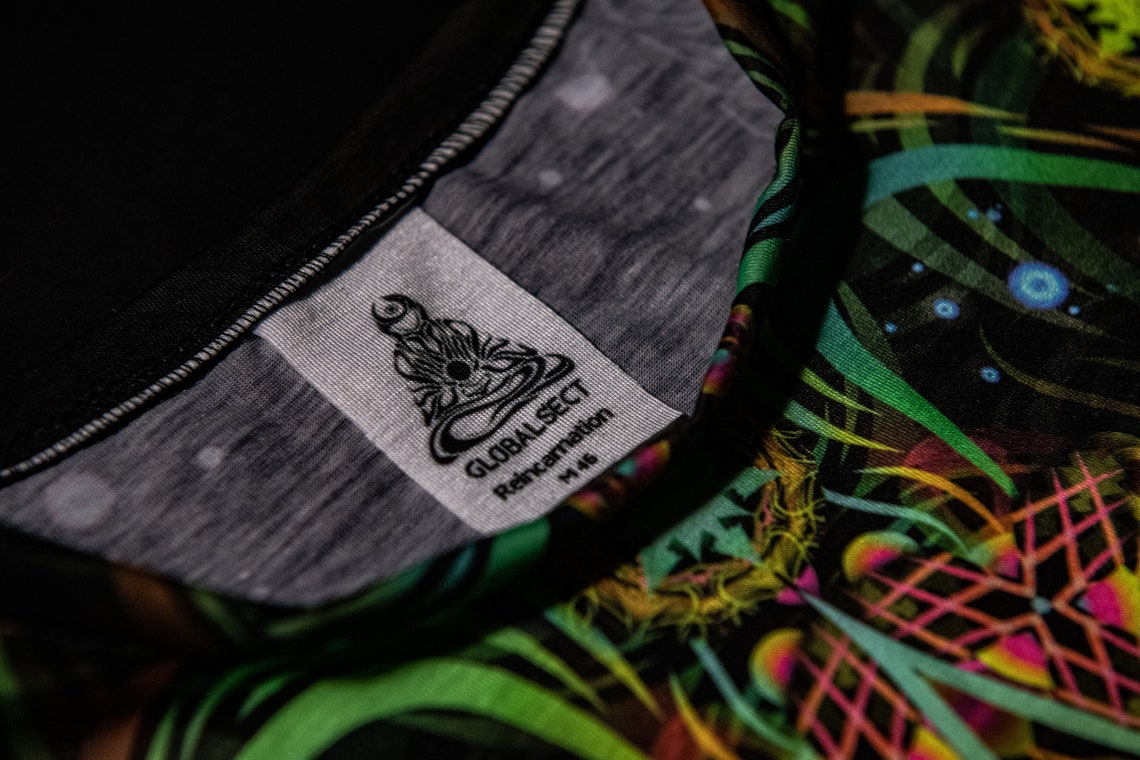 Psychedelic Festival Clothes Reincarnation 2.0, UV Rave Outfit, Full Print T-Shirt - Image 9