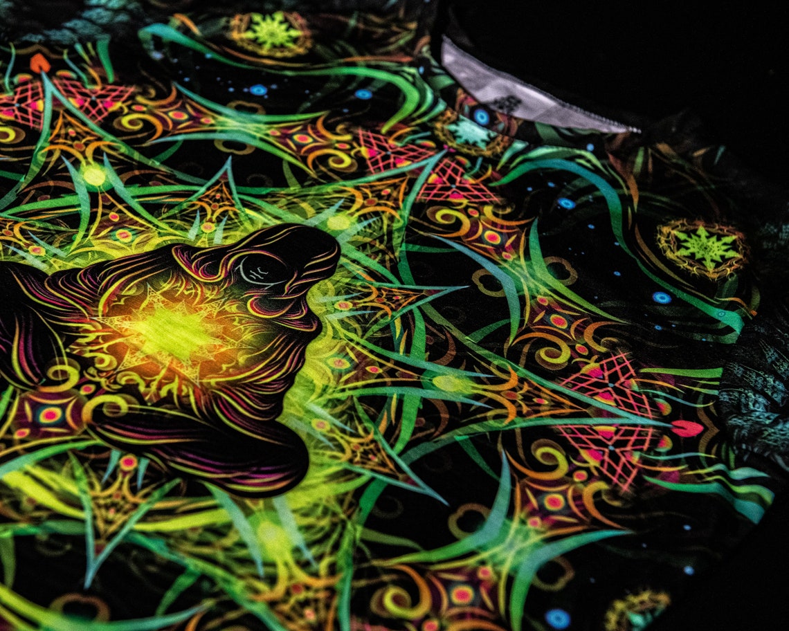 Psychedelic Festival Clothes Reincarnation 2.0, UV Rave Outfit, Full Print T-Shirt - Image 10