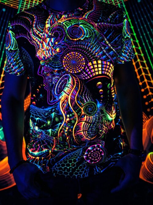 UV Rave Clothing Fluororunner, Festival Outfit, Psychedelic Full Print - Image 1