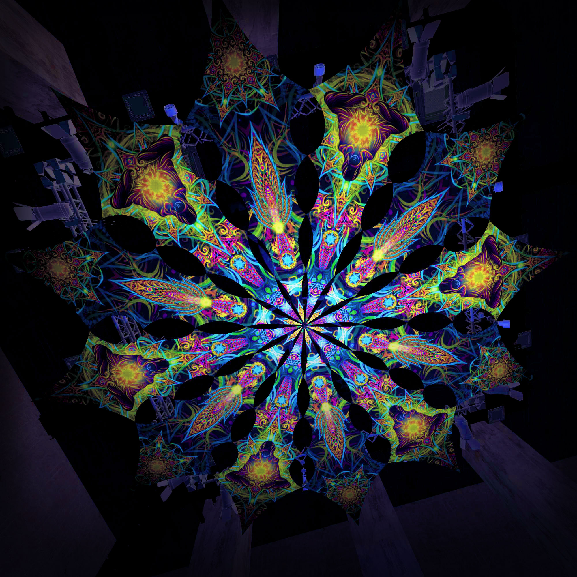 Reincarnation 2 – Star&Adept – Psychedelic UV-Reactive Canopy – 12 petals set - Image 2