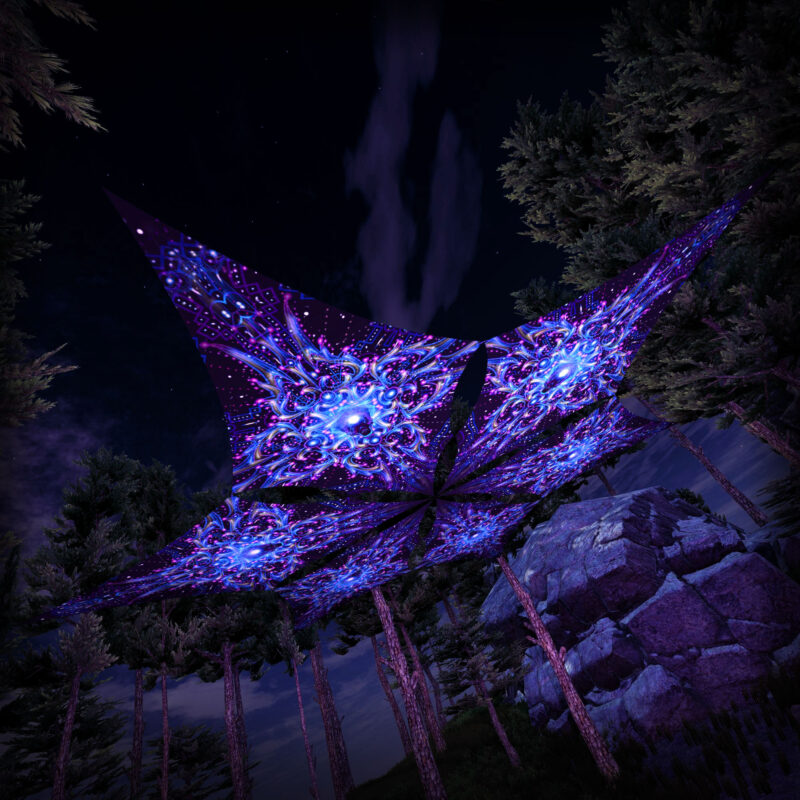 Enlightenment – Hexagram – DM02 – UV-Canopy – Psychedelic Party Decoration - Image 1