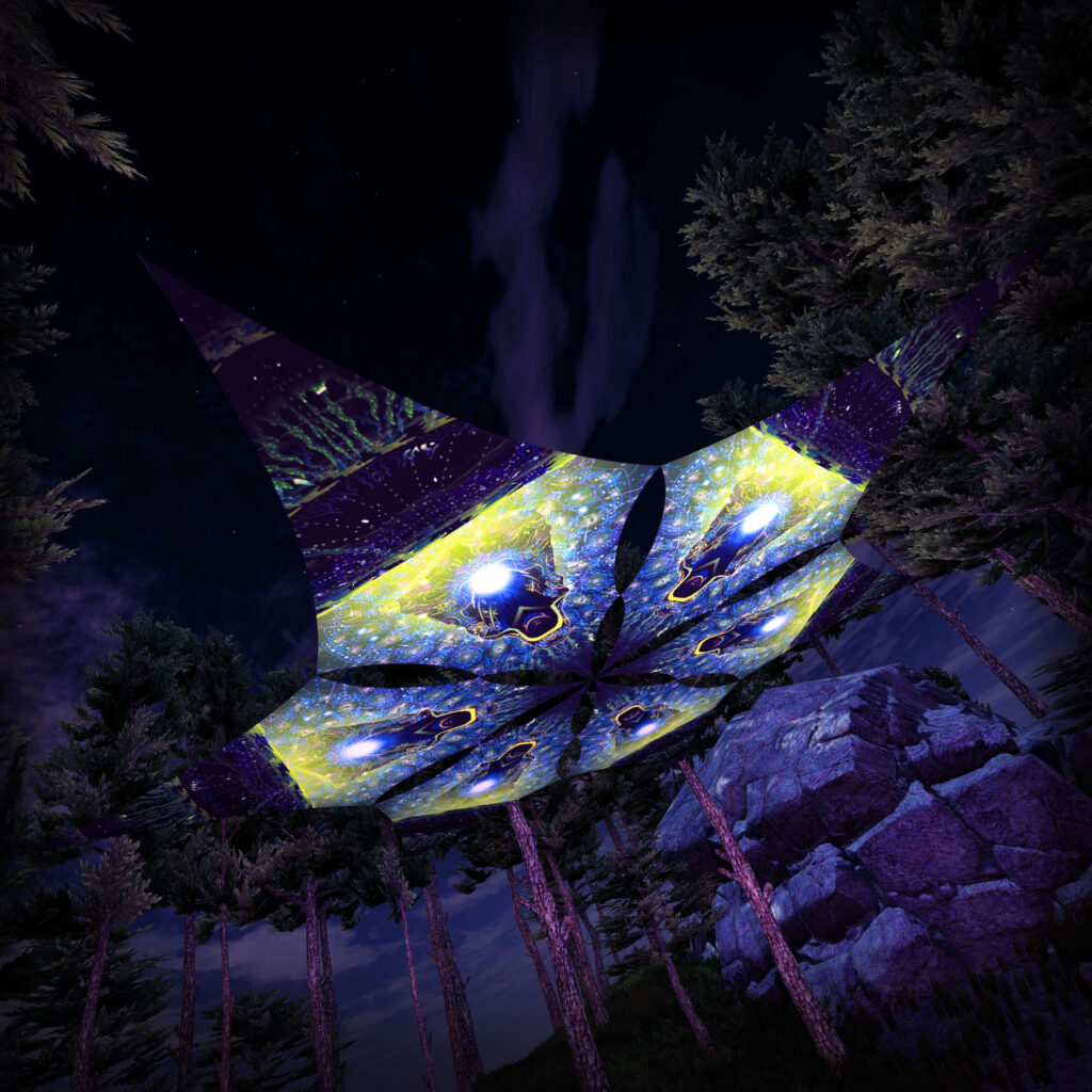 Enlightenment – Hexagram – DM02 – UV-Canopy – Psychedelic Party Decoration