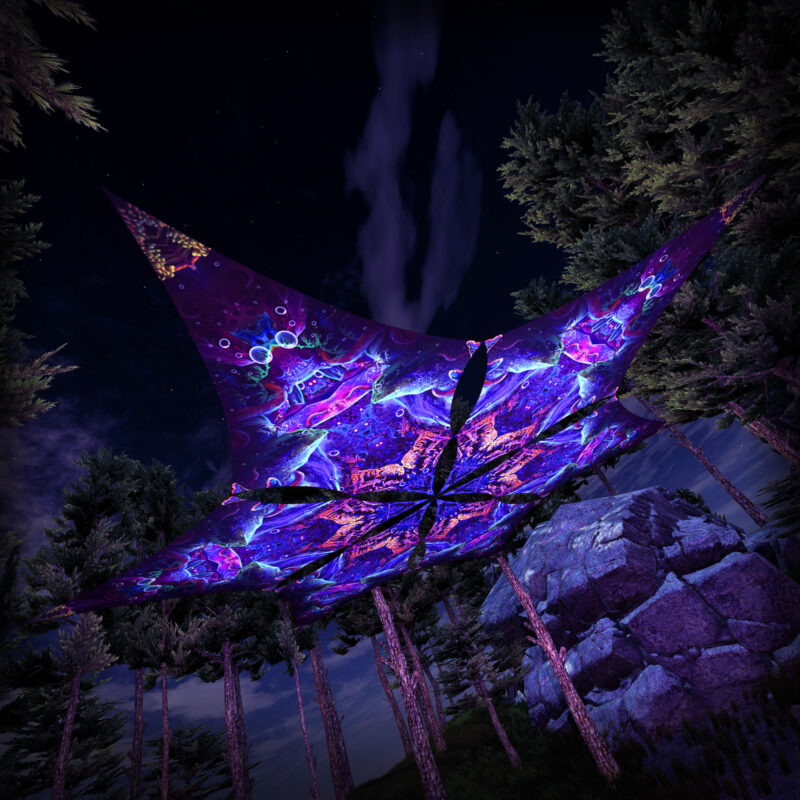 Epic Underwater Kingdom – Hexagram – EUK-DM02 – UV-Canopy – Psychedelic Party Decoration - Image 1