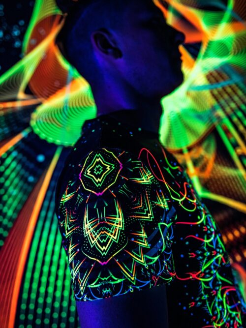 Psychedelic Rave Clothing Master of Portals, UV Active Festival Outfit, Full Print - Image 3