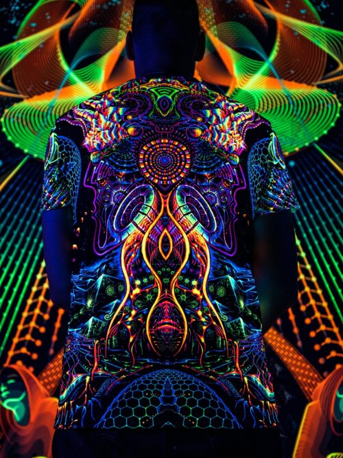 UV Rave Clothing Fluororunner, Festival Outfit, Psychedelic Full Print - Image 5