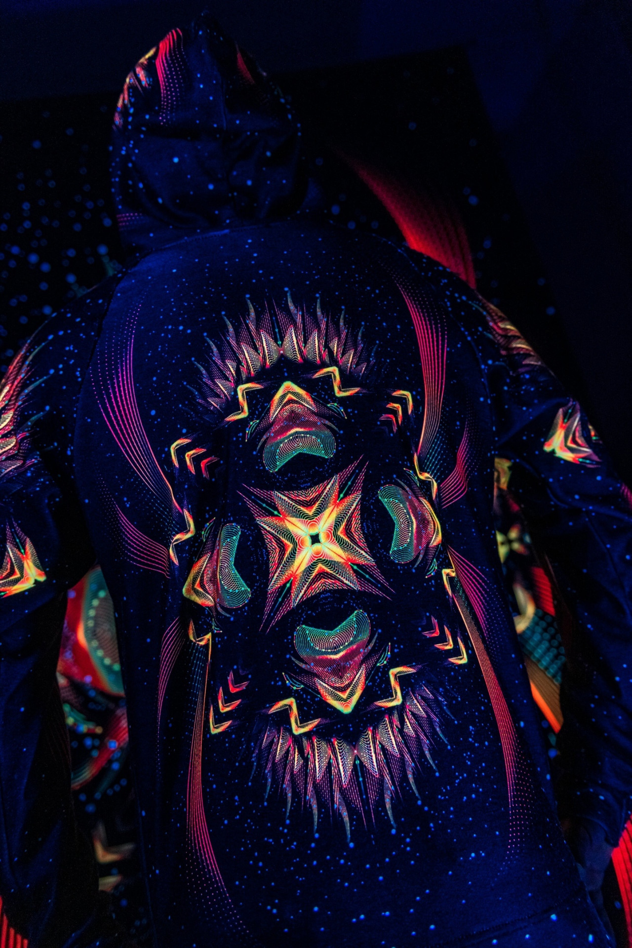 UV Rave T-Shirt Star Temple, Psychedelic Festival Outfit, Full Print Hoodie - Image 2