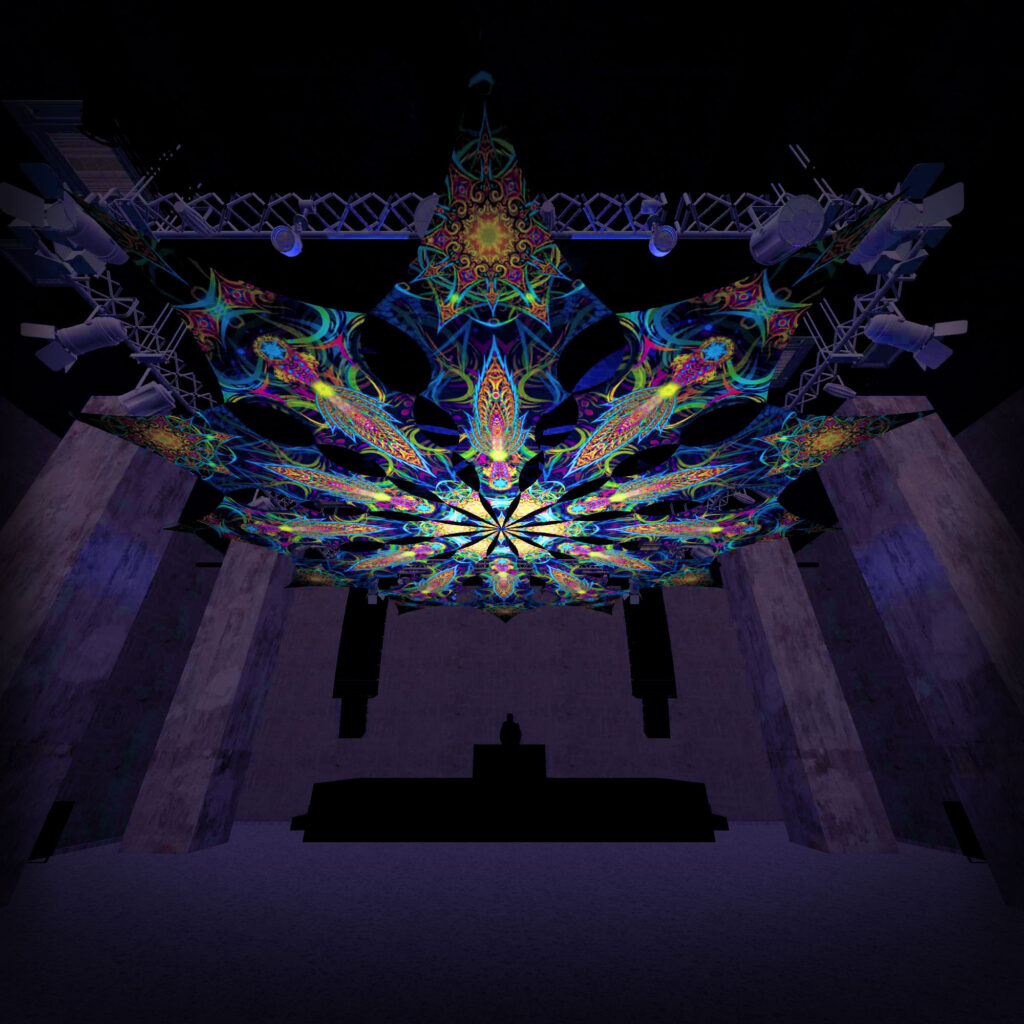 Reincarnation 2 – Leaf&Star – Psychedelic UV-Reactive Canopy – 12 petals set