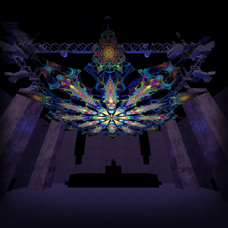 Reincarnation 2 – Leaf&Star – Psychedelic UV-Reactive Canopy – 12 petals set - Image 1