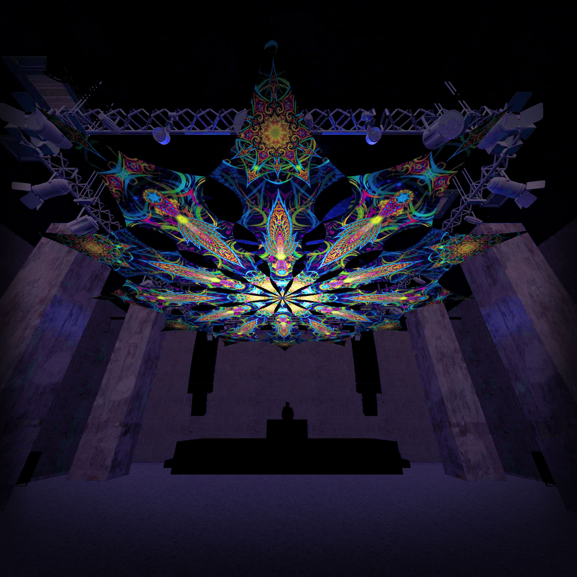 Reincarnation 2 – Leaf&Star – Psychedelic UV-Reactive Canopy – 12 petals set - Image 1