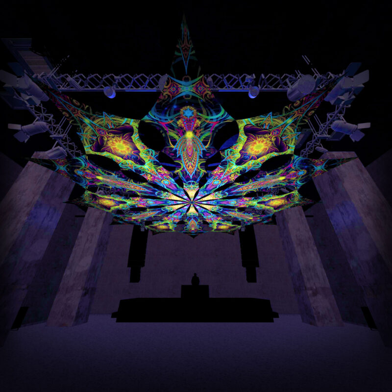 Reincarnation 2 – Adept&Leaf – Psychedelic UV-Reactive Canopy – 12 petals set - Image 1