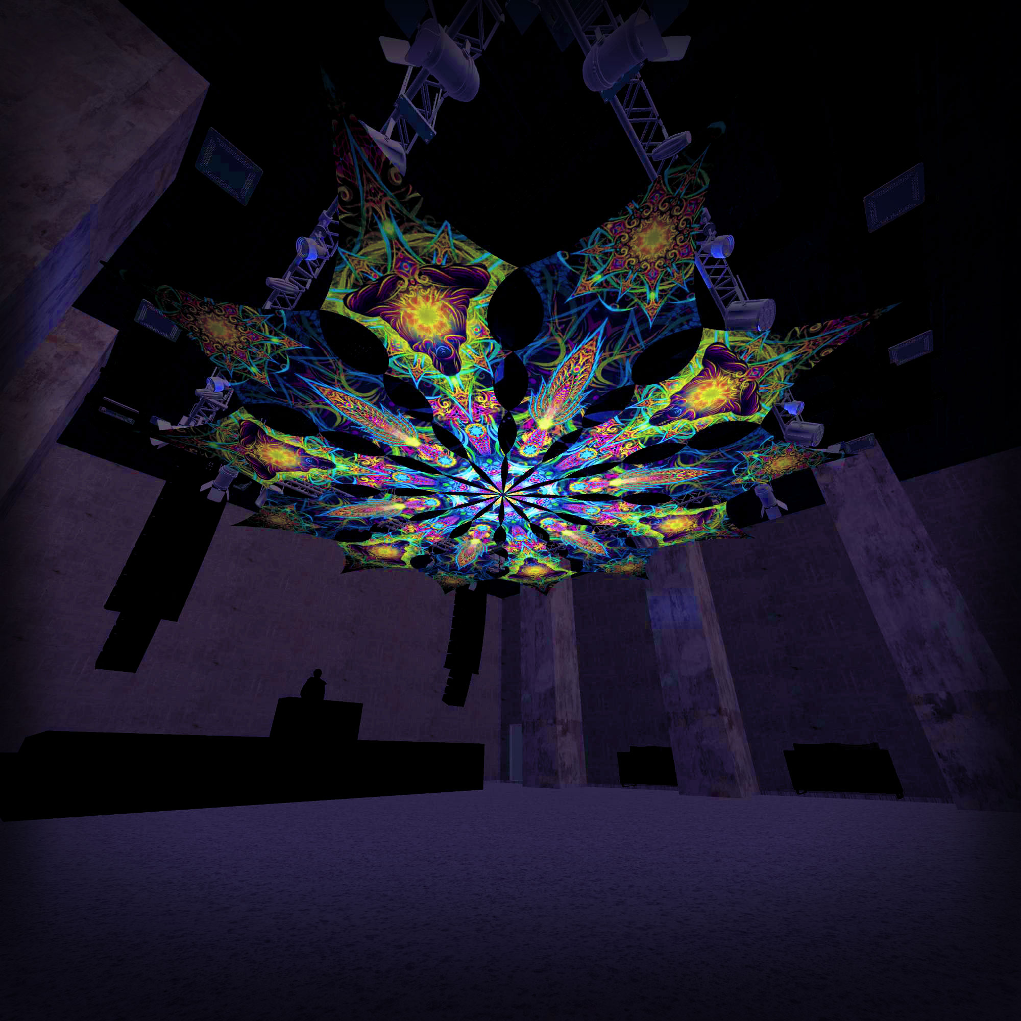 Reincarnation 2 – Star&Adept – Psychedelic UV-Reactive Canopy – 12 petals set - Image 1