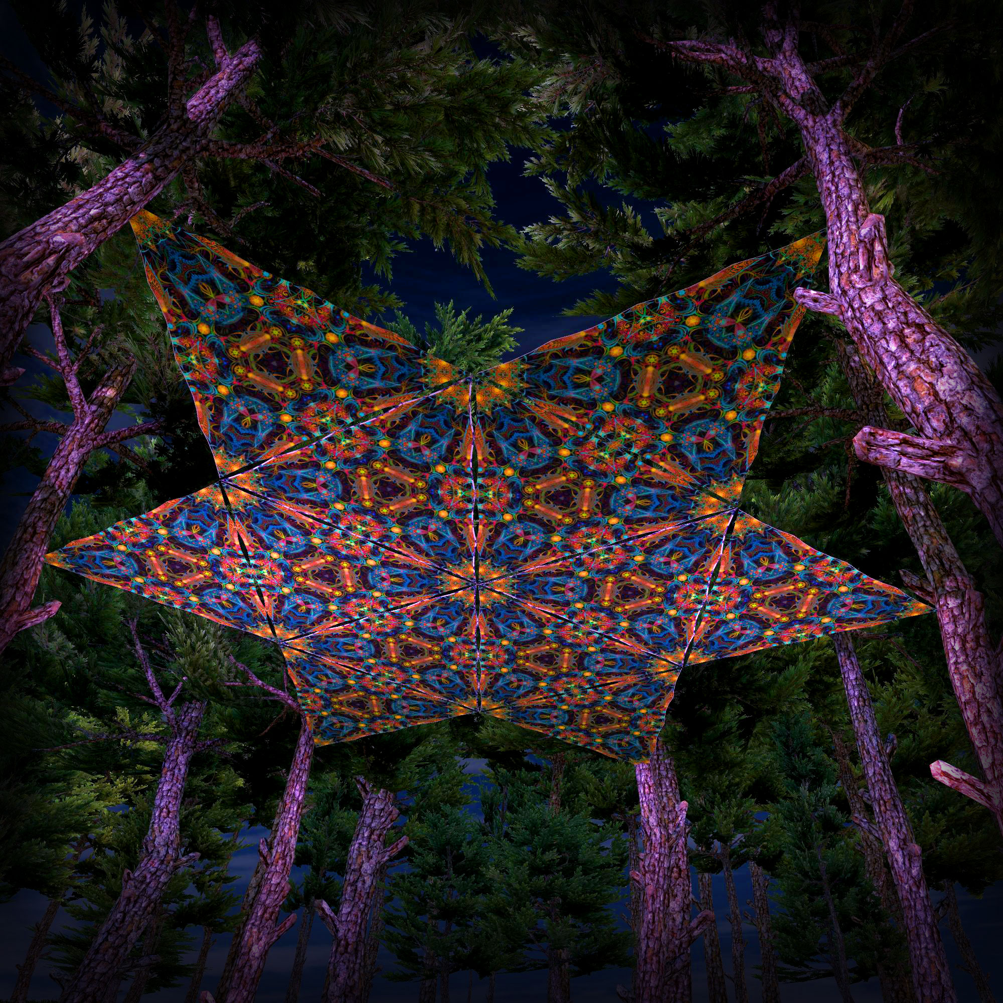 Reincarnation 2 Triangle – TR03 – Psychedelic UV-Reactive Canopy Parts – Stretchable Print on Lycra - Image 2
