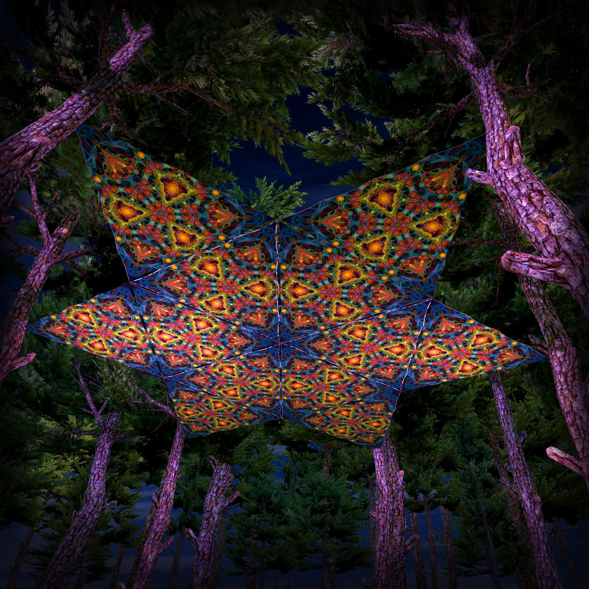 Reincarnation 2 Triangle – TR02 – Psychedelic UV-Reactive Canopy Parts – Stretchable Print on Lycra - Image 2