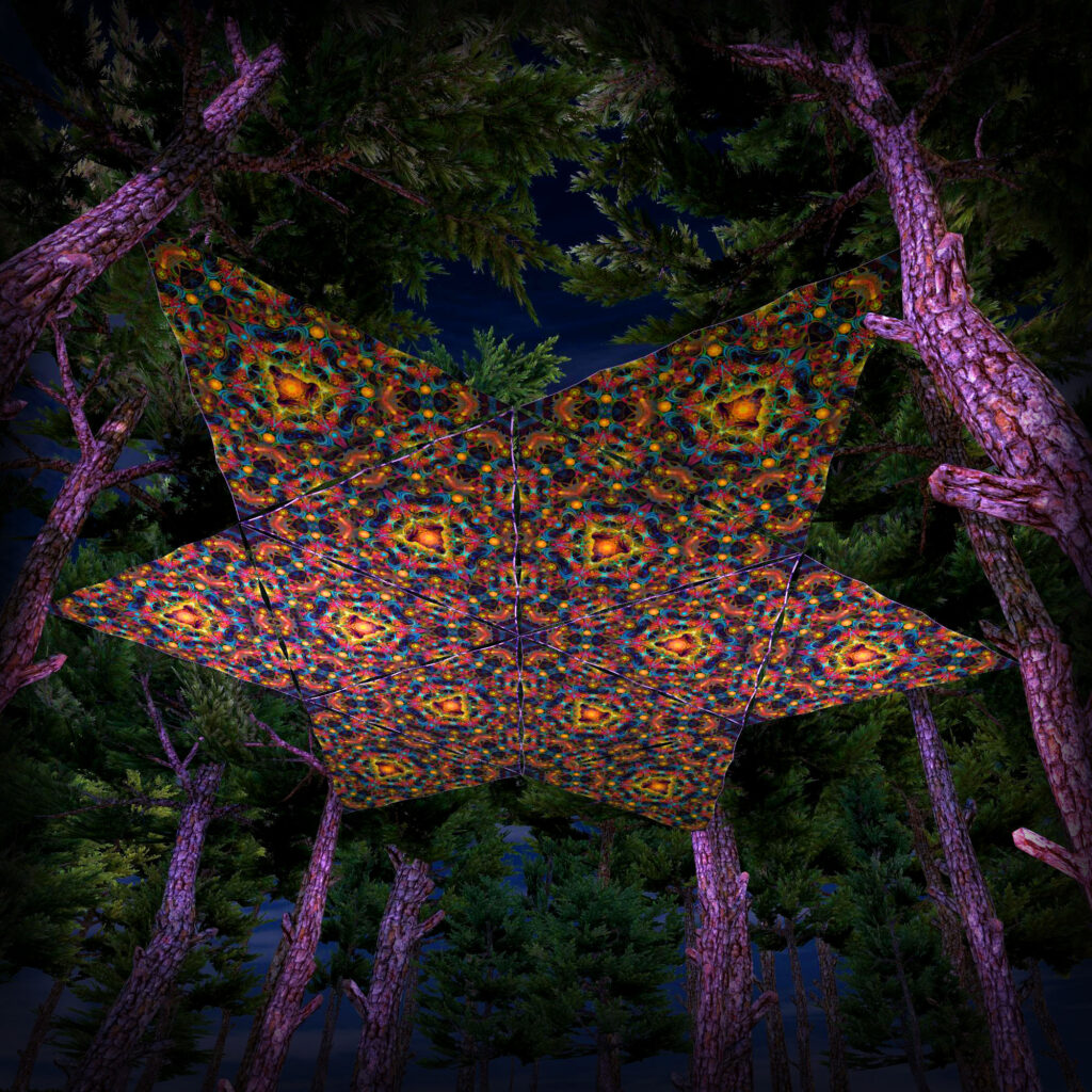 Reincarnation 2 Triangle – TR01 – Psychedelic UV-Reactive Canopy Parts – Stretchable Print on Lycra (Copy)