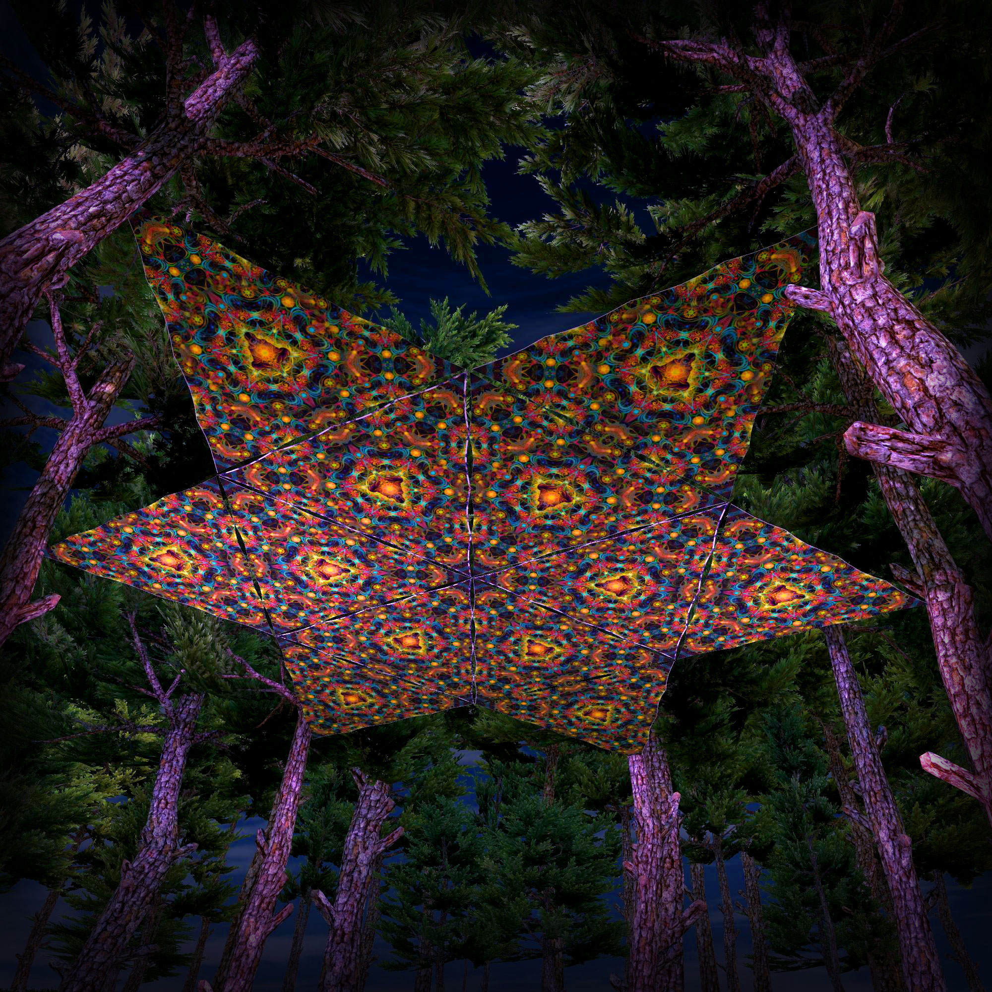 Reincarnation 2 Triangle – TR01 – Psychedelic UV-Reactive Canopy Parts – Stretchable Print on Lycra (Copy) - Image 2
