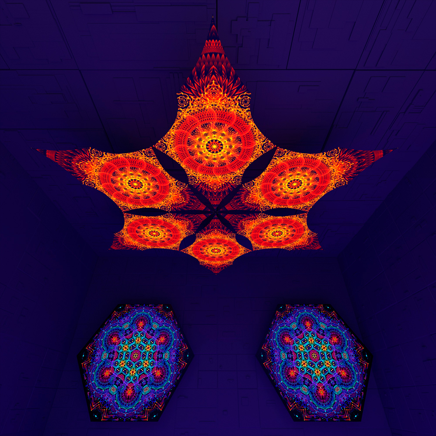 Agni – Hexagram – AG-DM01 – UV-Canopy – Psychedelic Party Decoration - Image 3