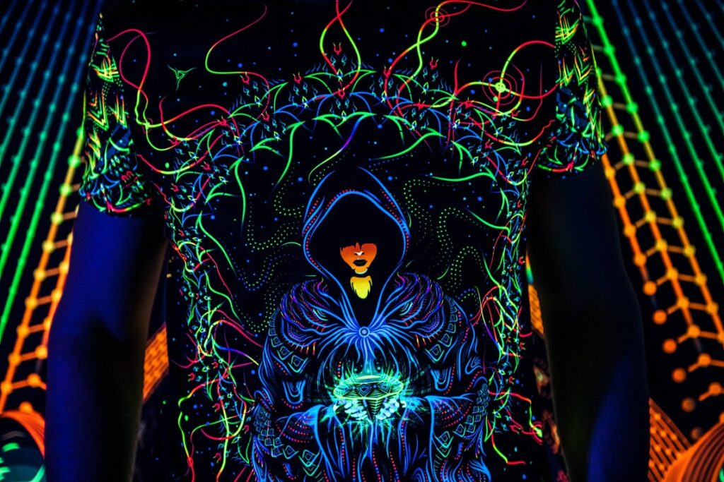 Psychedelic Rave Clothing Master of Portals, UV Active Festival Outfit, Full Print
