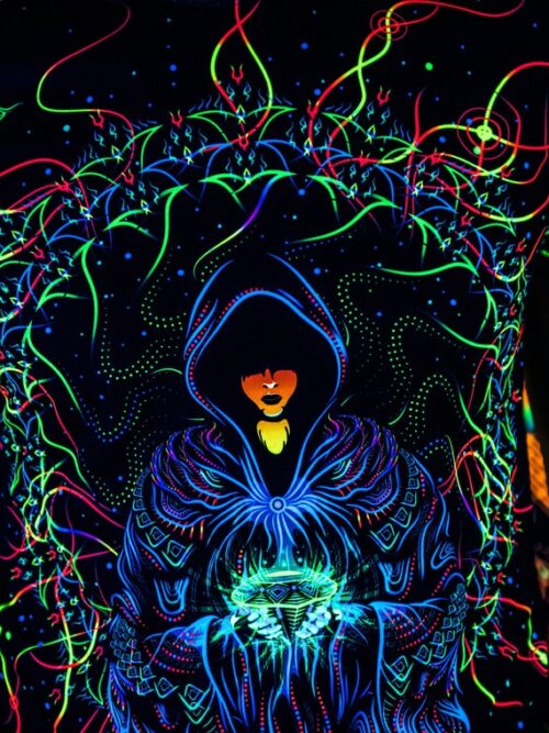 Psychedelic Rave Clothing Master of Portals, UV Active Festival Outfit, Full Print - Image 2