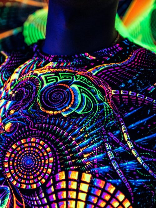 UV Rave Clothing Fluororunner, Festival Outfit, Psychedelic Full Print - Image 4