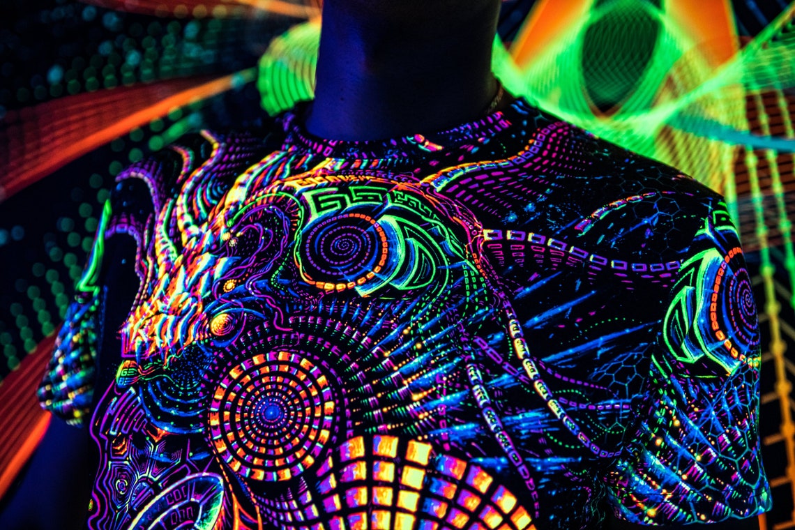 UV Rave Clothing Fluororunner, Festival Outfit, Psychedelic Full Print - Image 4