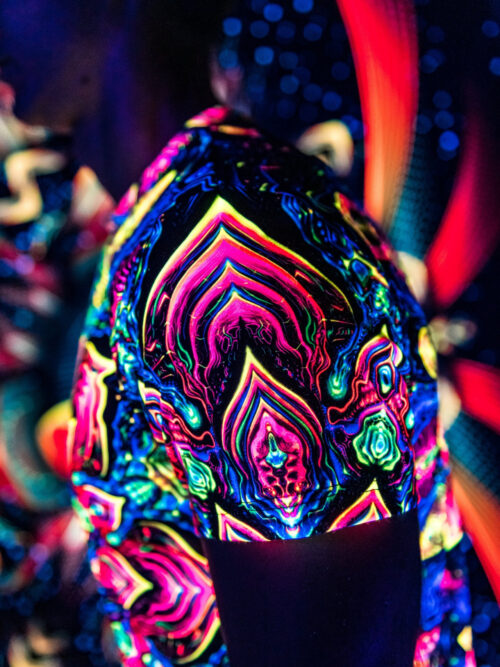Black t-shirt Impressive Awakening, UV rave outfit, full print - Image 3