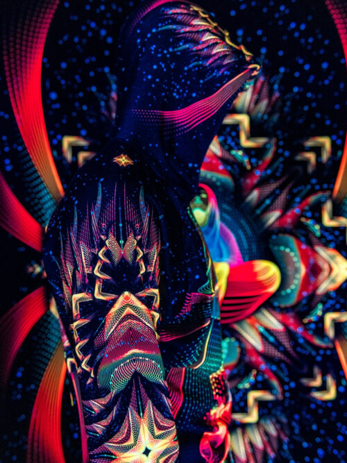 UV Rave T-Shirt Star Temple, Psychedelic Festival Outfit, Full Print Hoodie - Image 3