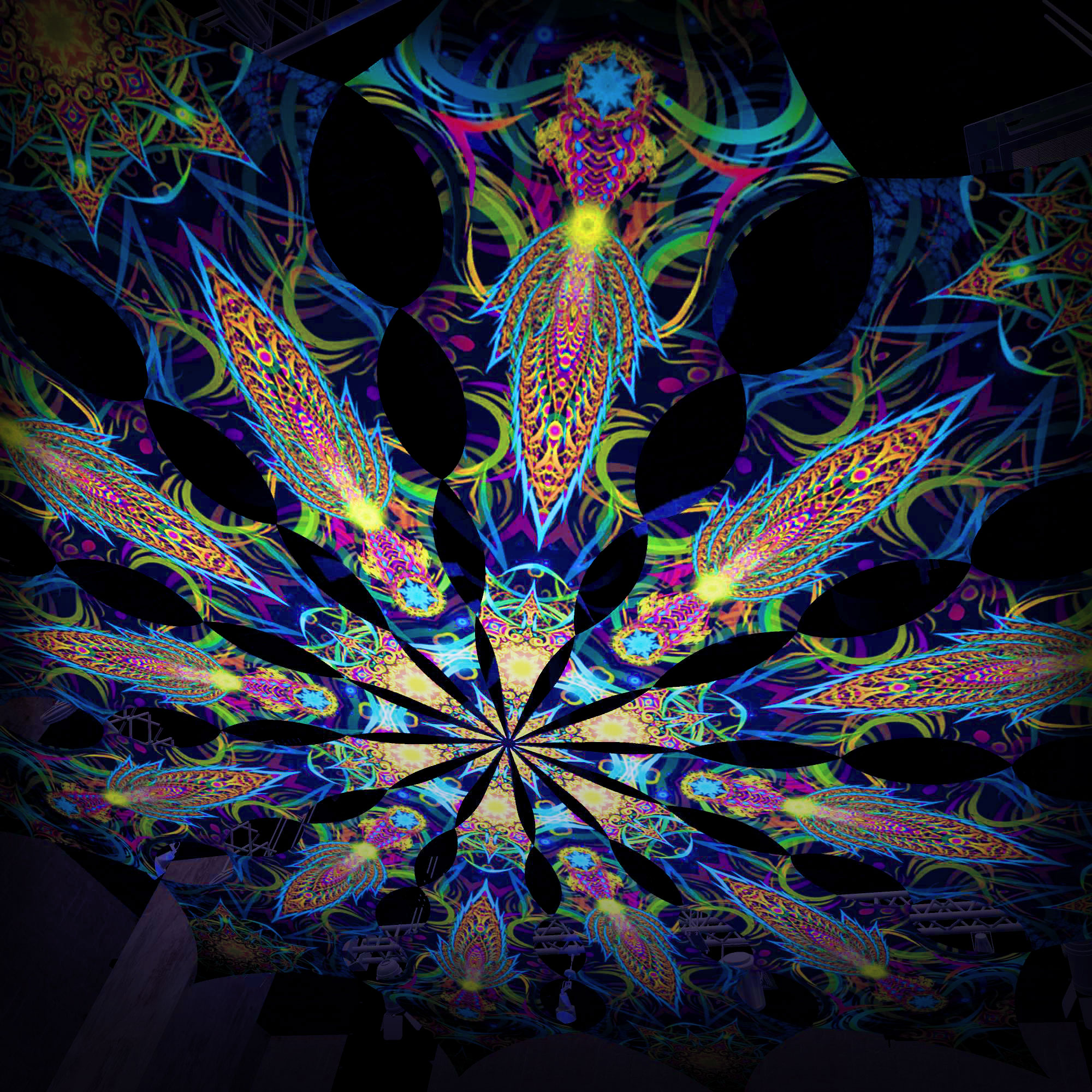 Reincarnation 2 – Leaf&Star – Psychedelic UV-Reactive Canopy – 12 petals set - Image 3