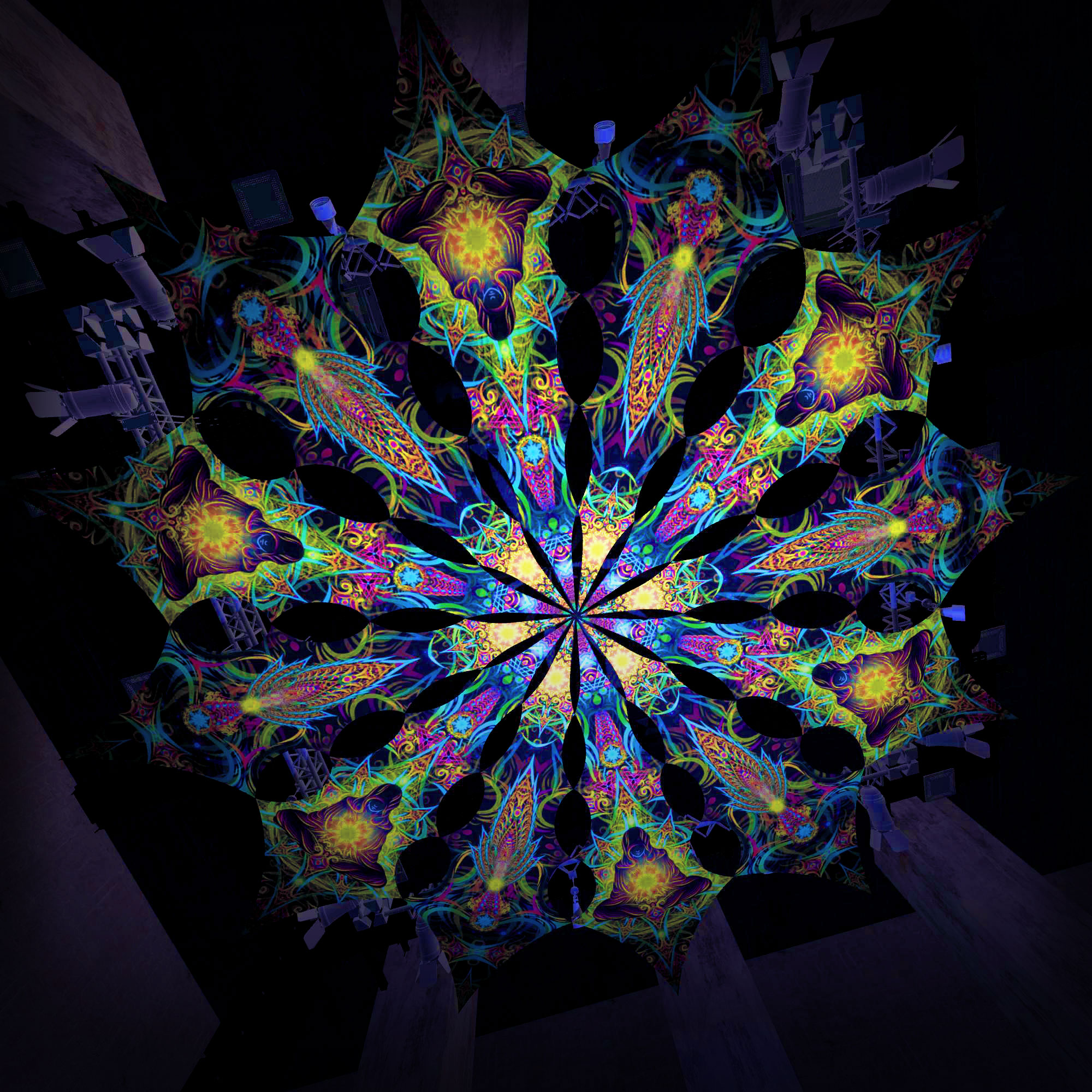 Reincarnation 2 – Adept&Leaf – Psychedelic UV-Reactive Canopy – 12 petals set - Image 3