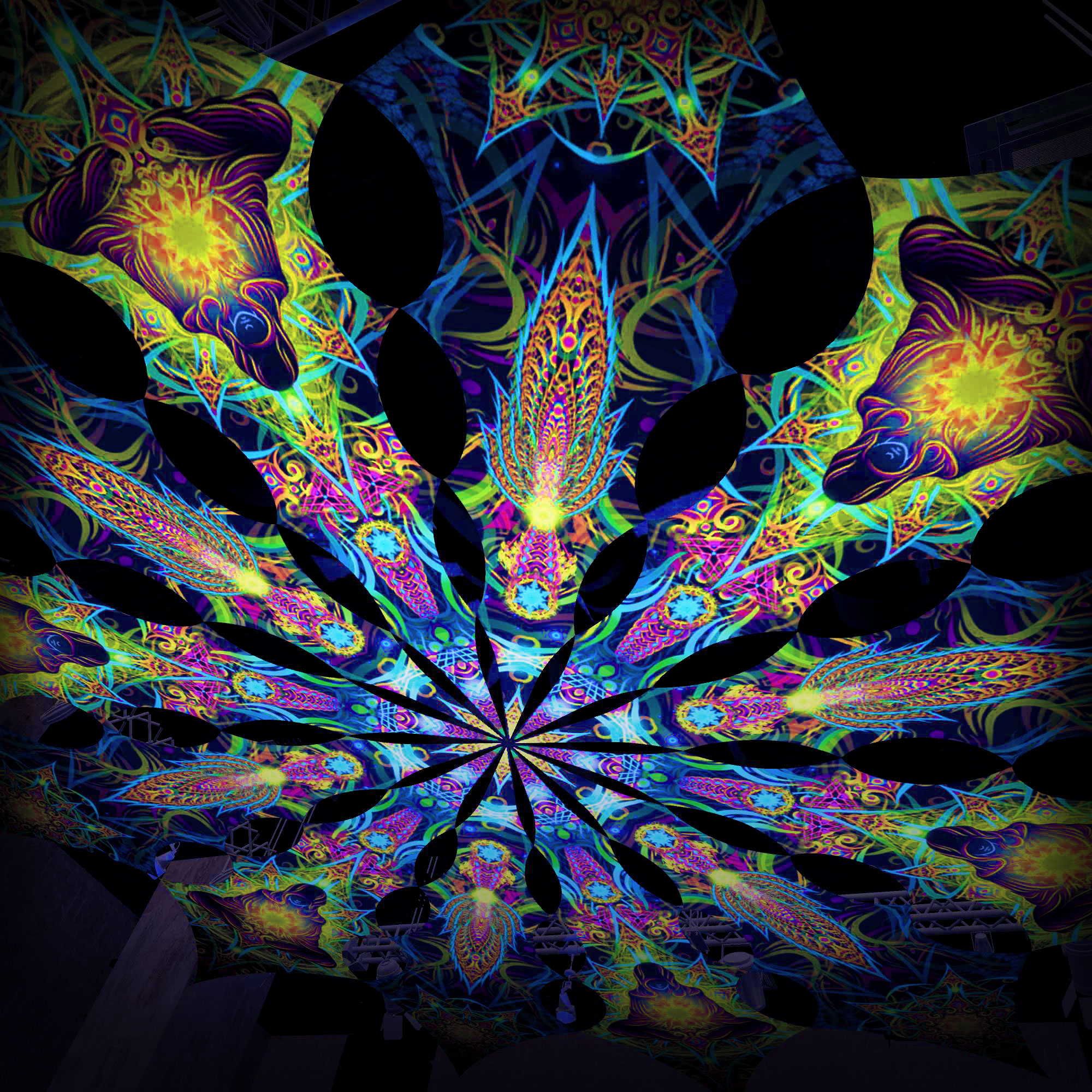 Reincarnation 2 – Star&Adept – Psychedelic UV-Reactive Canopy – 12 petals set - Image 3