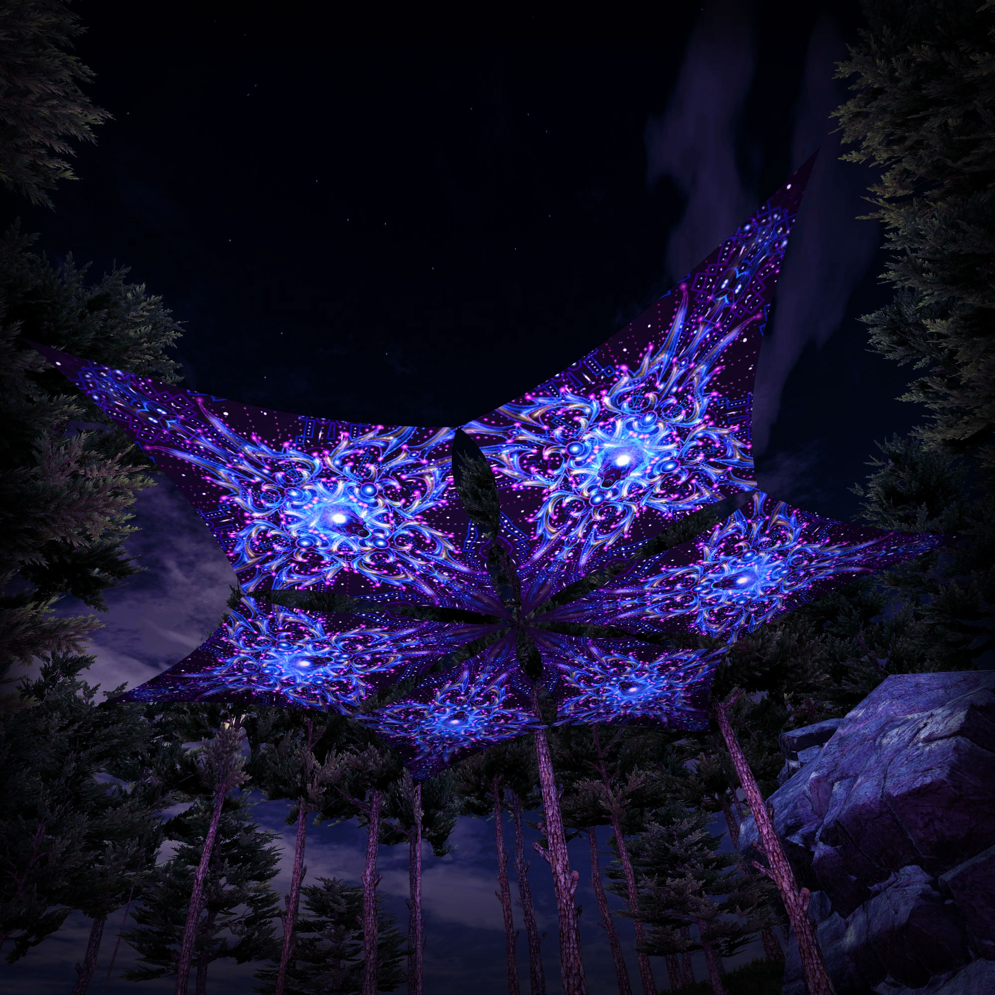 Enlightenment – Hexagram – DM02 – UV-Canopy – Psychedelic Party Decoration - Image 2