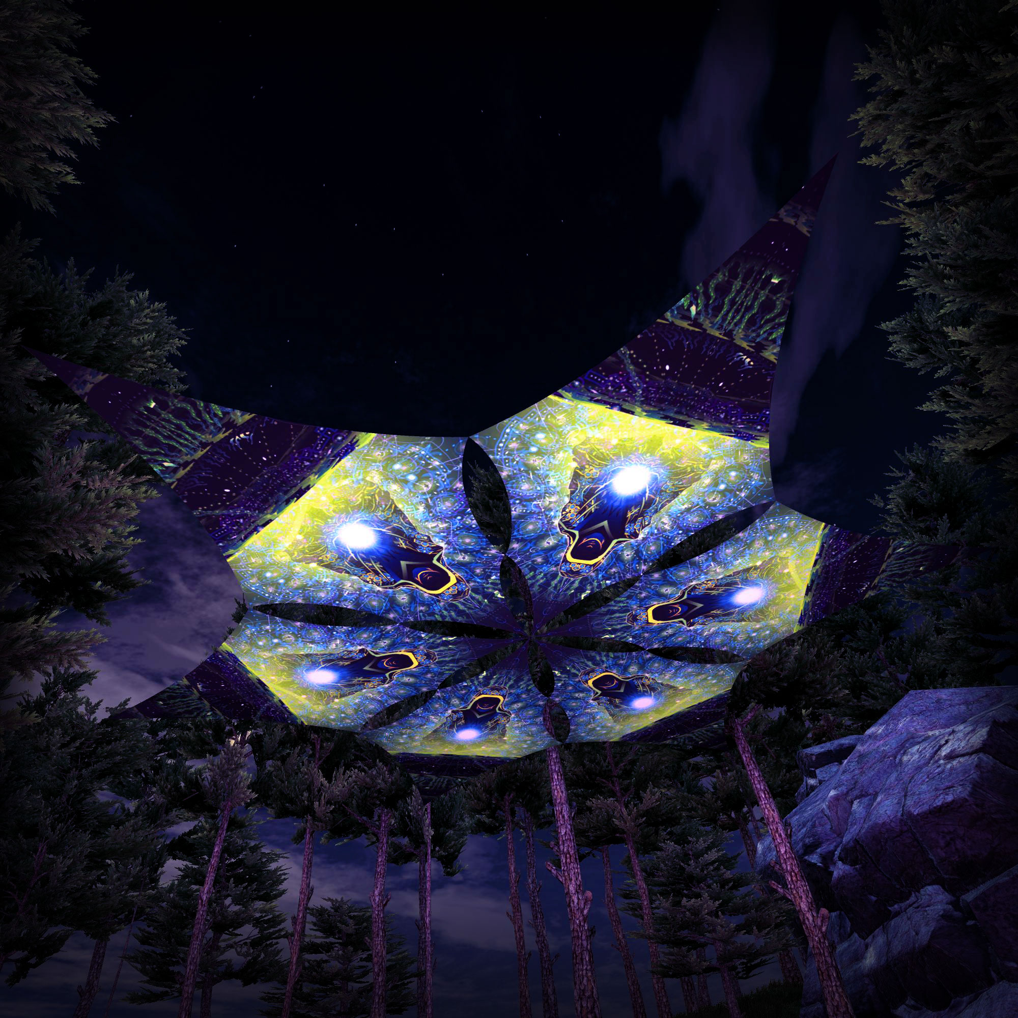 Enlightenment – Hexagram – DM02 – UV-Canopy – Psychedelic Party Decoration - Image 2